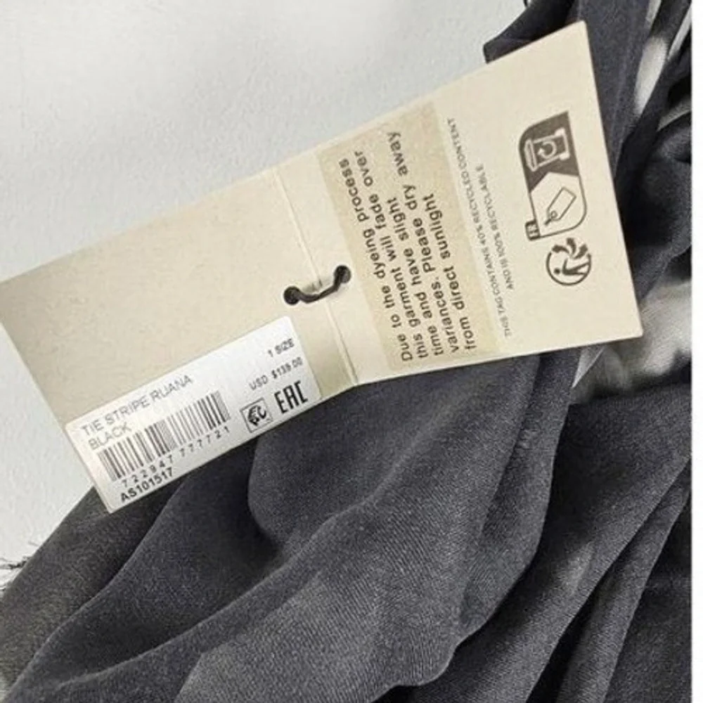 AllSaints Tie Stripe Ruana Women OS Black‎ Tie Dye Modal Wrap Scarf Lightweight